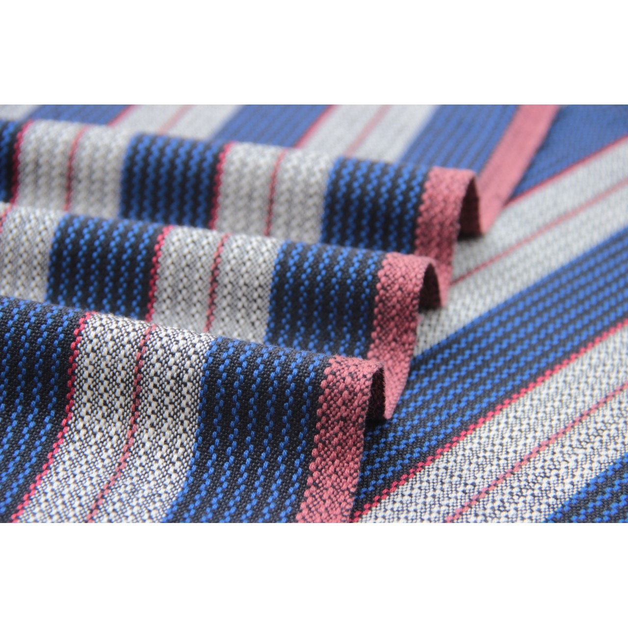 (136) Cotton Azo free dyed yardage from Kutch - Ivory, black, royal blue, vertical stripes