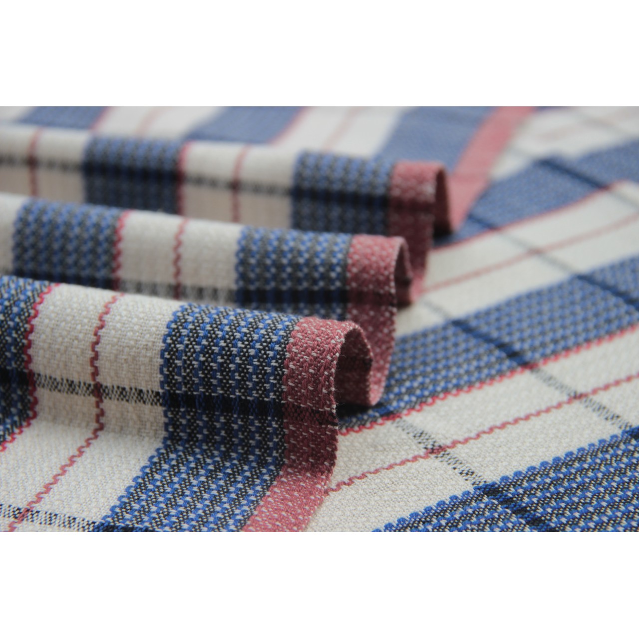 (137) Cotton Azo free dyed yardage from Kutch - Ivory, black, royal blue, checks, horizontal stripes, vertical stripes