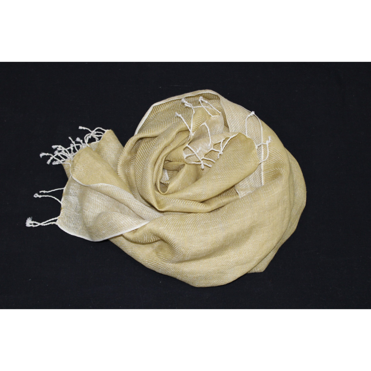 (1416) Linen Azo-free dyed stole from Bihar - Mustard yellow, plain