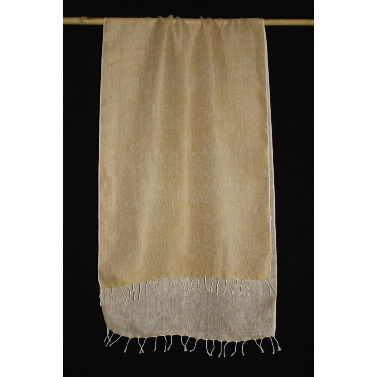 (1416) Linen Azo-free dyed stole from Bihar - Mustard yellow, plain