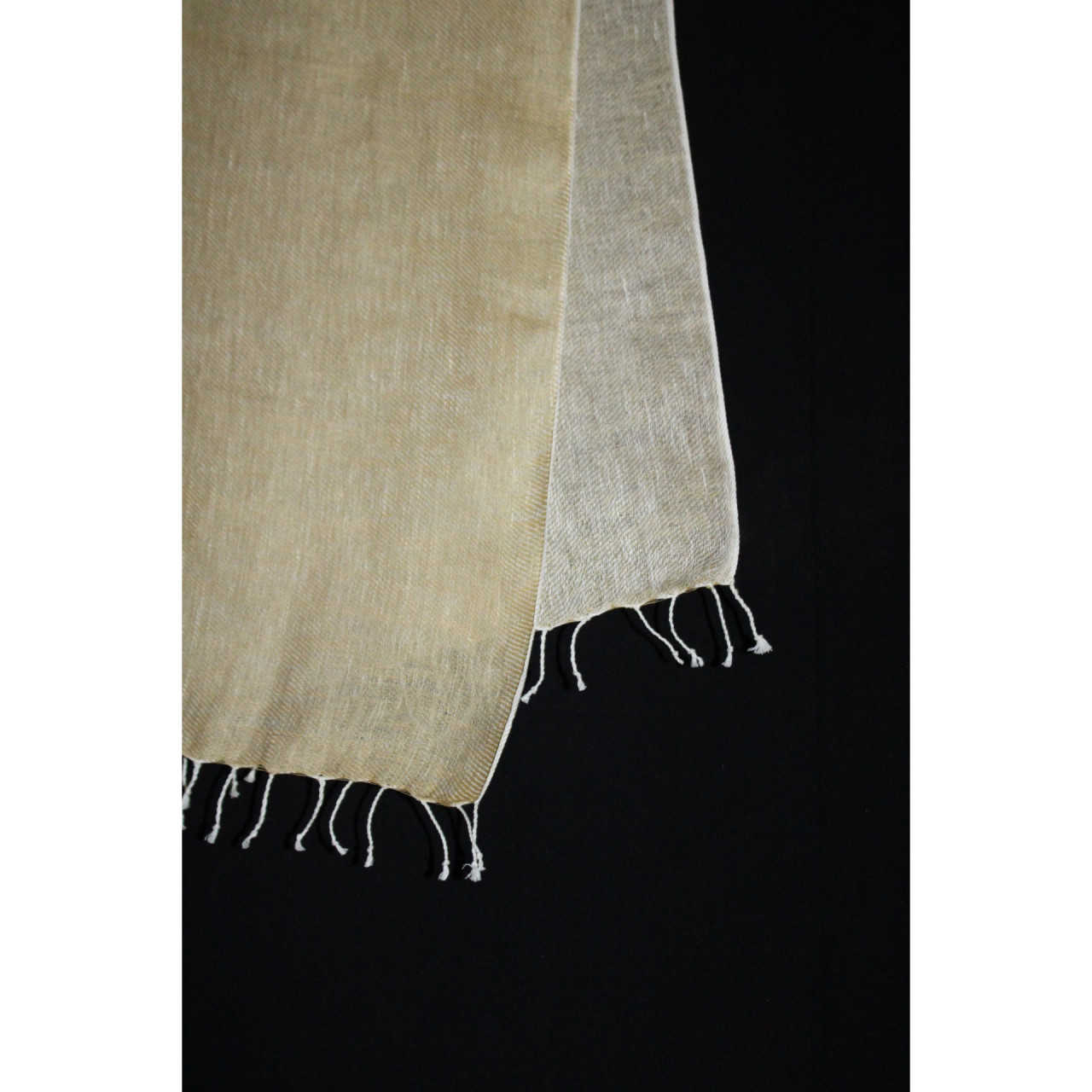 (1416) Linen Azo-free dyed stole from Bihar - Mustard yellow, plain