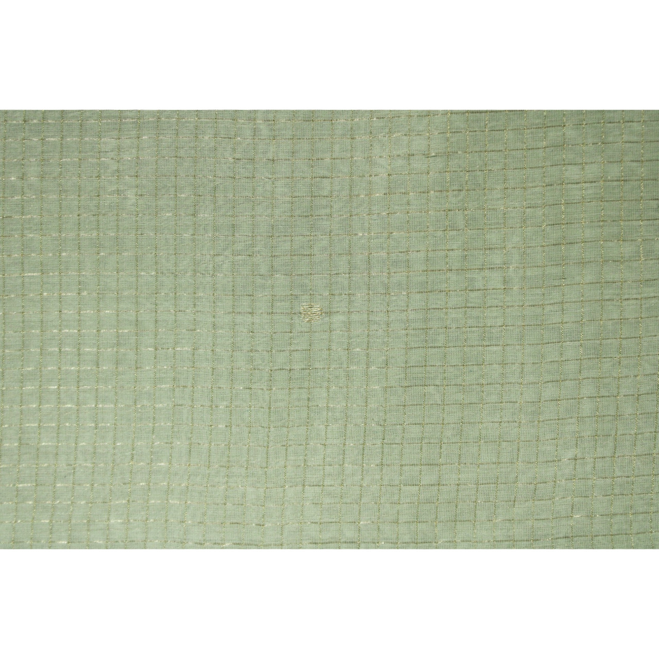 (180) Mulberry silk, zari, cotton Azo free dyed Chanderi yardage with Zari motif - Pistachio green, checks, horizontal stripes, vertical stripes