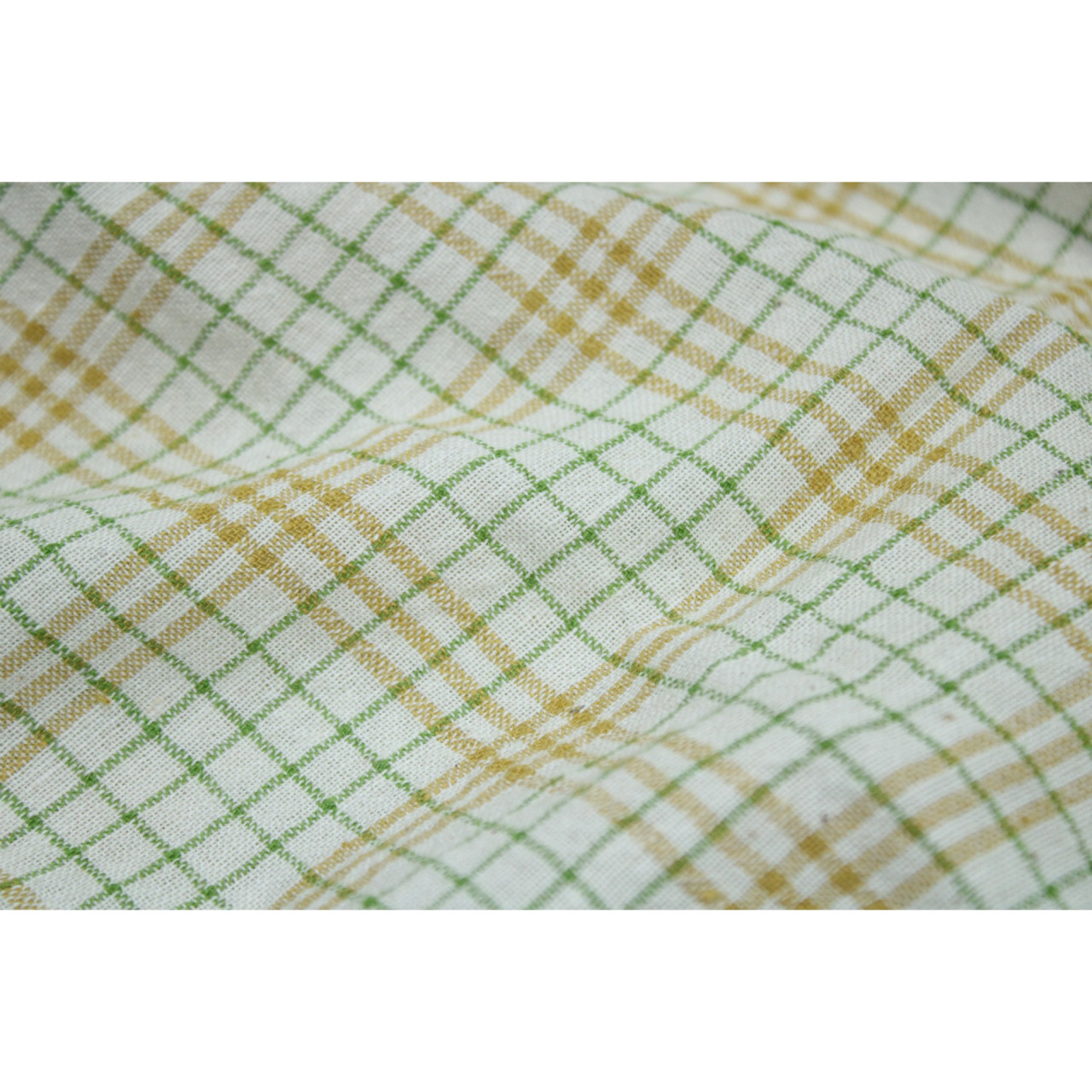 (2123) Kala cotton Azo-free dyed Kutchy yardage from Kutch - Yellow, green, white, checks
