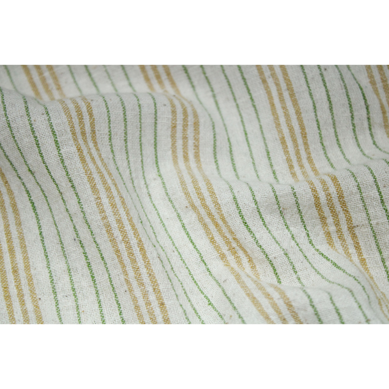 (2127) Kala cotton Azo-free dyed Kutchy yardage from Kutch - Green, yellow, white, stripes, plain